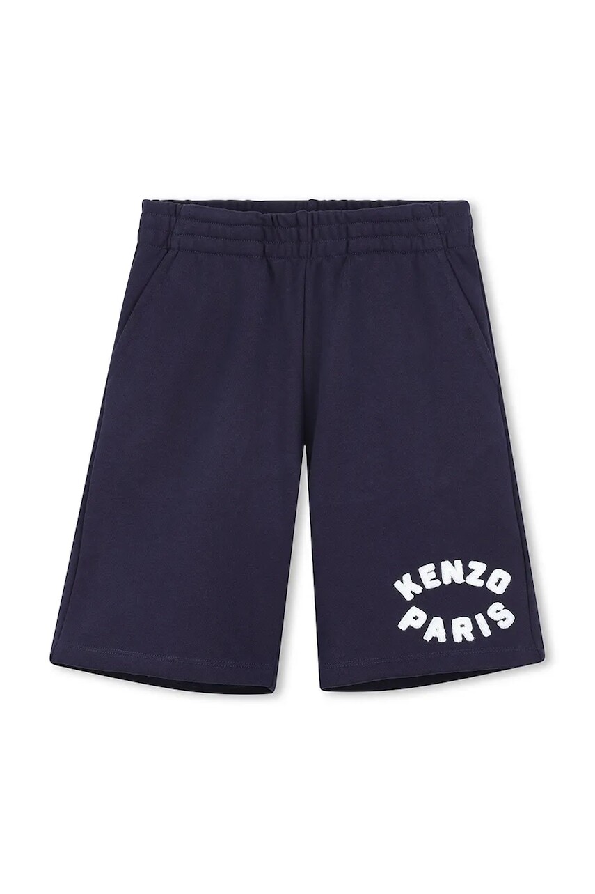Detské bavlnené šortky Kenzo Kids tmavomodrá farba, s potlačou, K61181