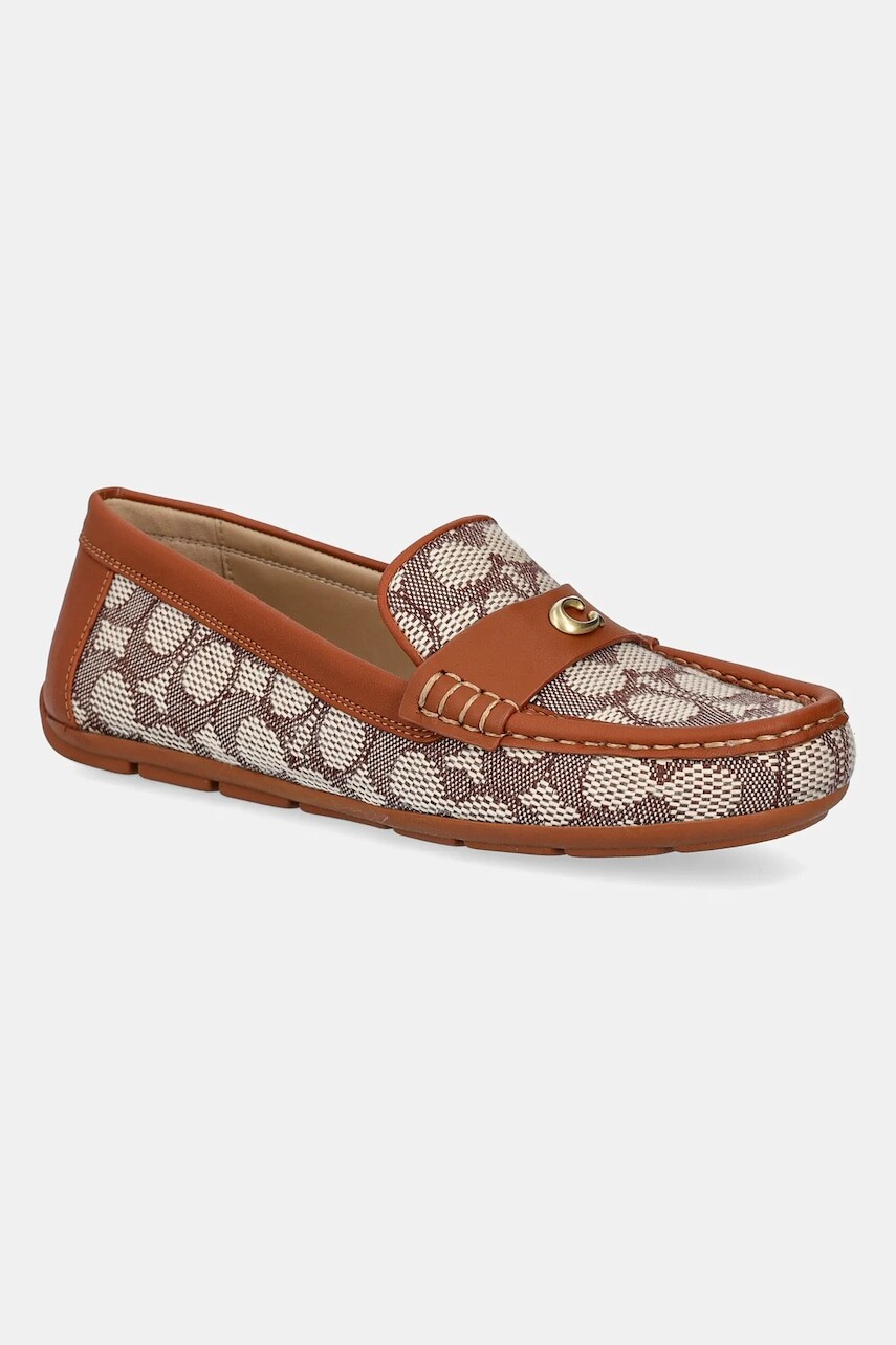 Mokasíny Coach Signature dámske, hnedá farba, na plochom podpätku, CAS68