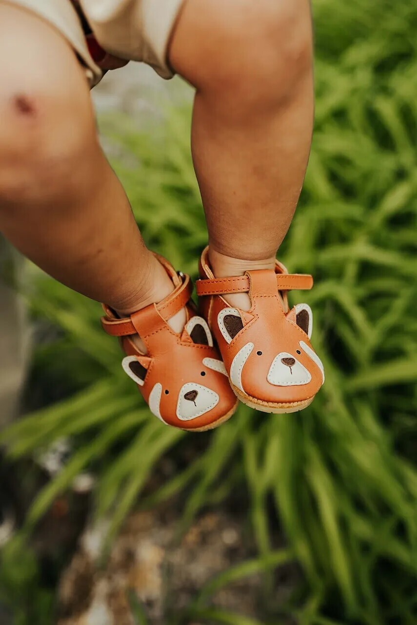 Kožené topánky pre bábätká Donsje Spark Special Shoes Red Panda hnedá farba, 1003013