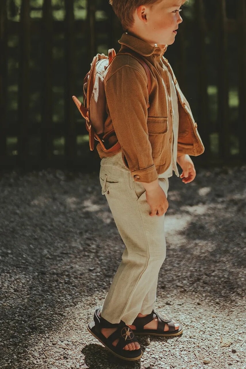 Ľanové nohavice pre bábätká Donsje Dado Trousers béžová farba, jednofarebné, 4079500