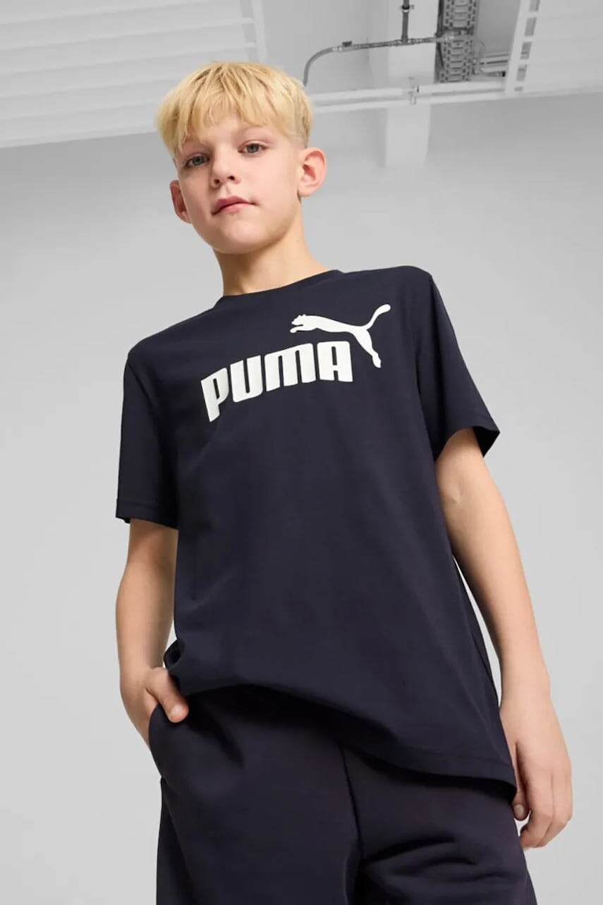 Detské bavlnené tričko Puma ESS No. 1 Logo Tee tmavomodrá farba, s potlačou, 684906