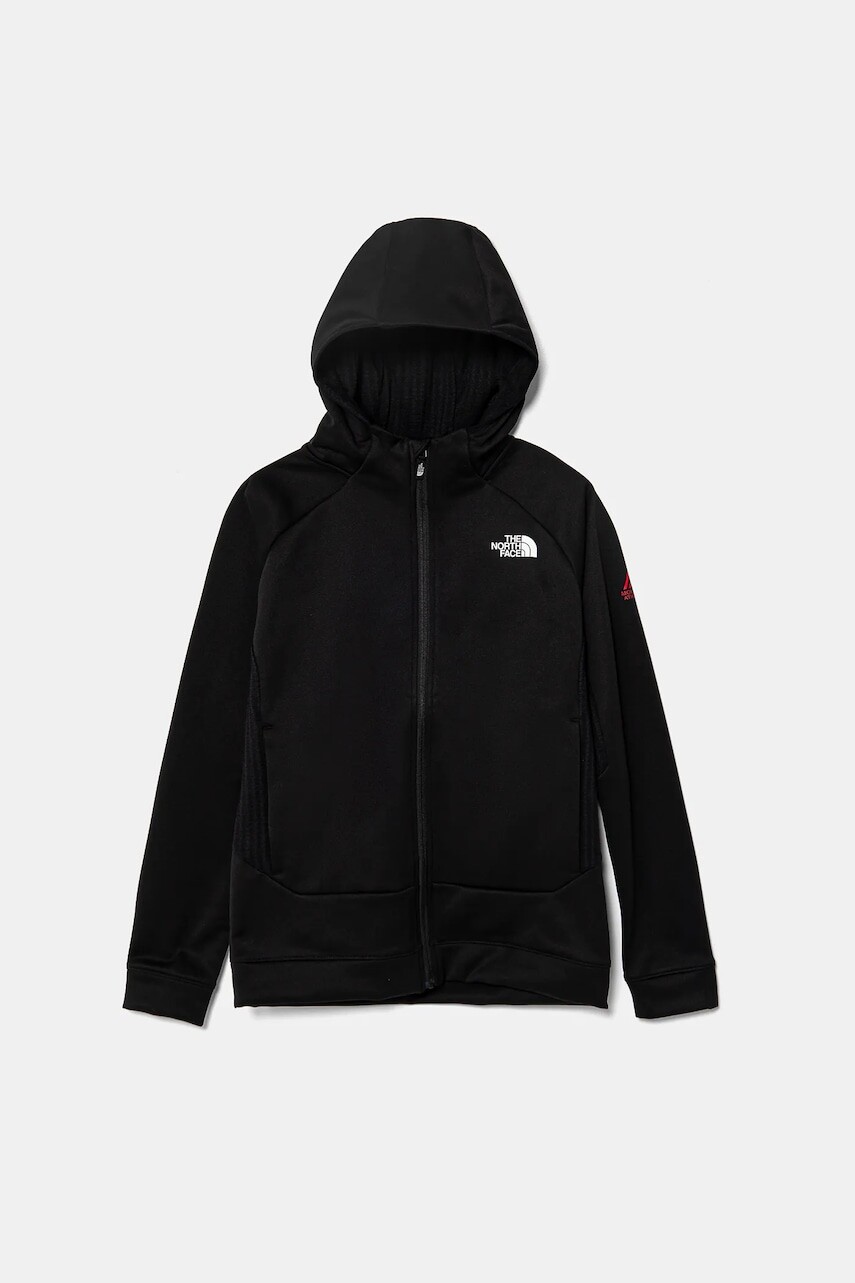 Detská mikina The North Face MOUNTAIN ATHLETICS FULL ZIP HOODIE čierna farba, s kapucňou, jednofarebná, NF0A89HZKY41