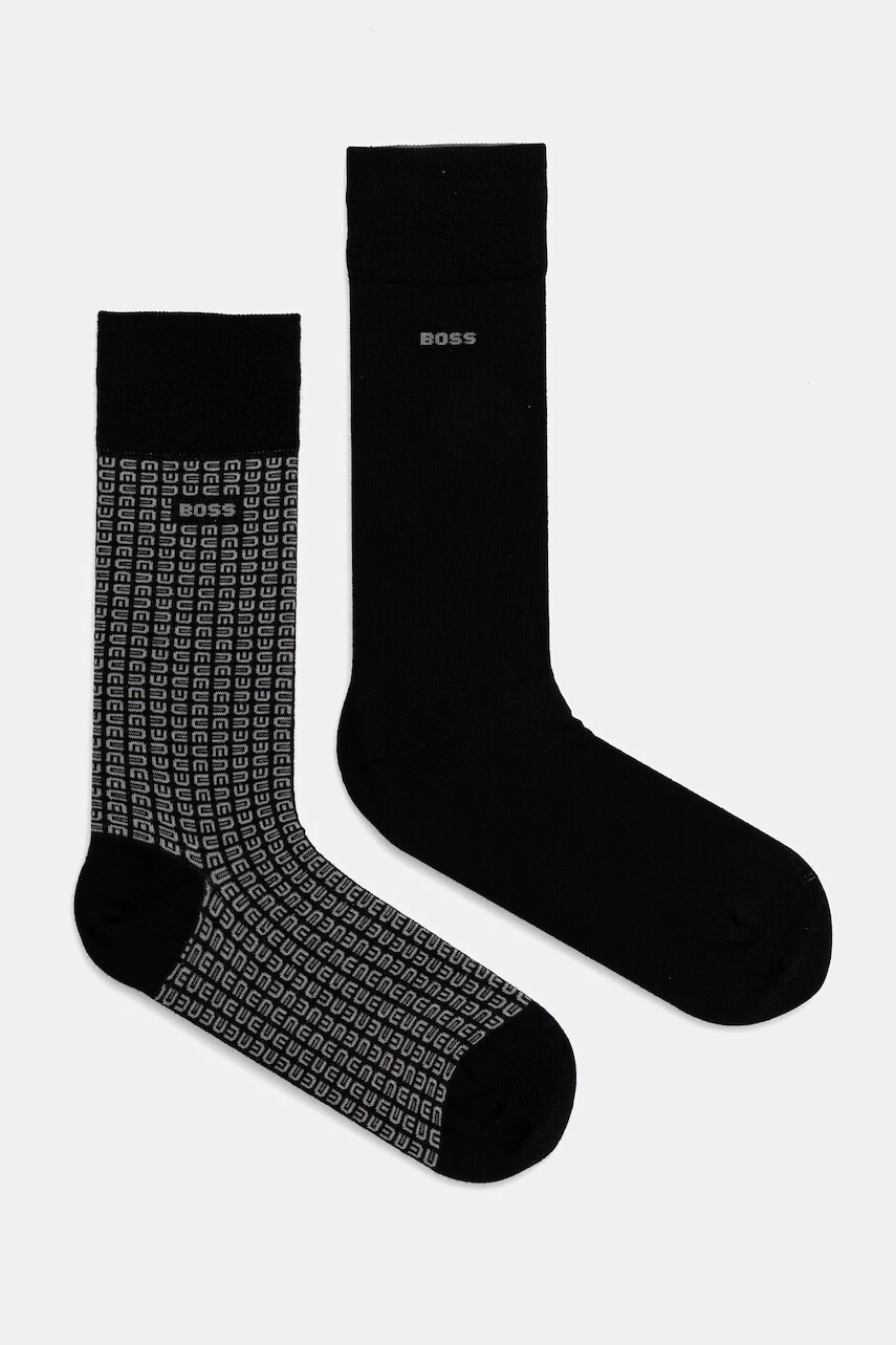 Ponožky BOSS 2-pak pánske, čierna farba, 50537479