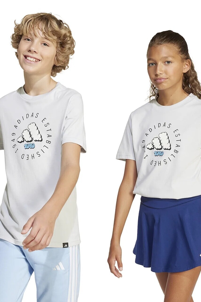 Detské bavlnené tričko adidas šedá farba, s potlačou, JI6687
