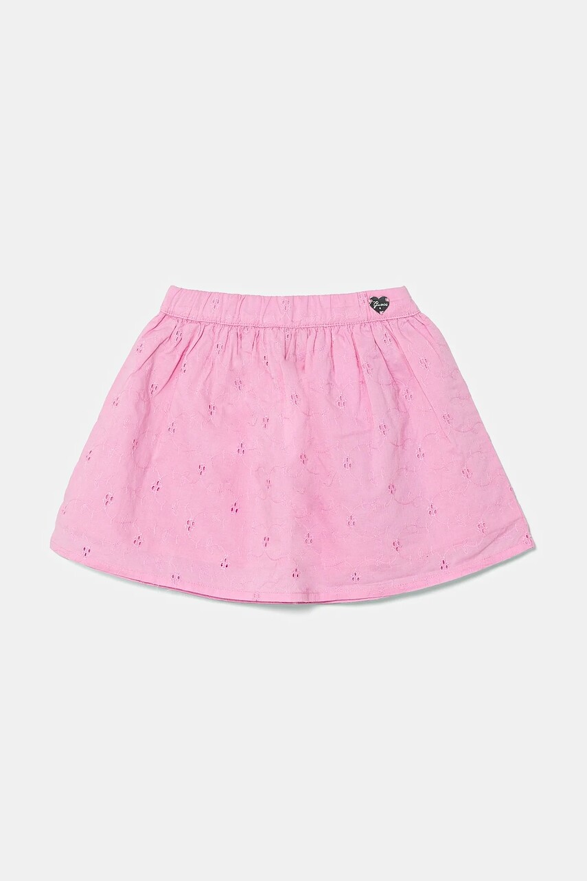 Dievčenská bavlnená sukňa Guess ružová farba, mini, áčkový strih, K5GD11 WH710