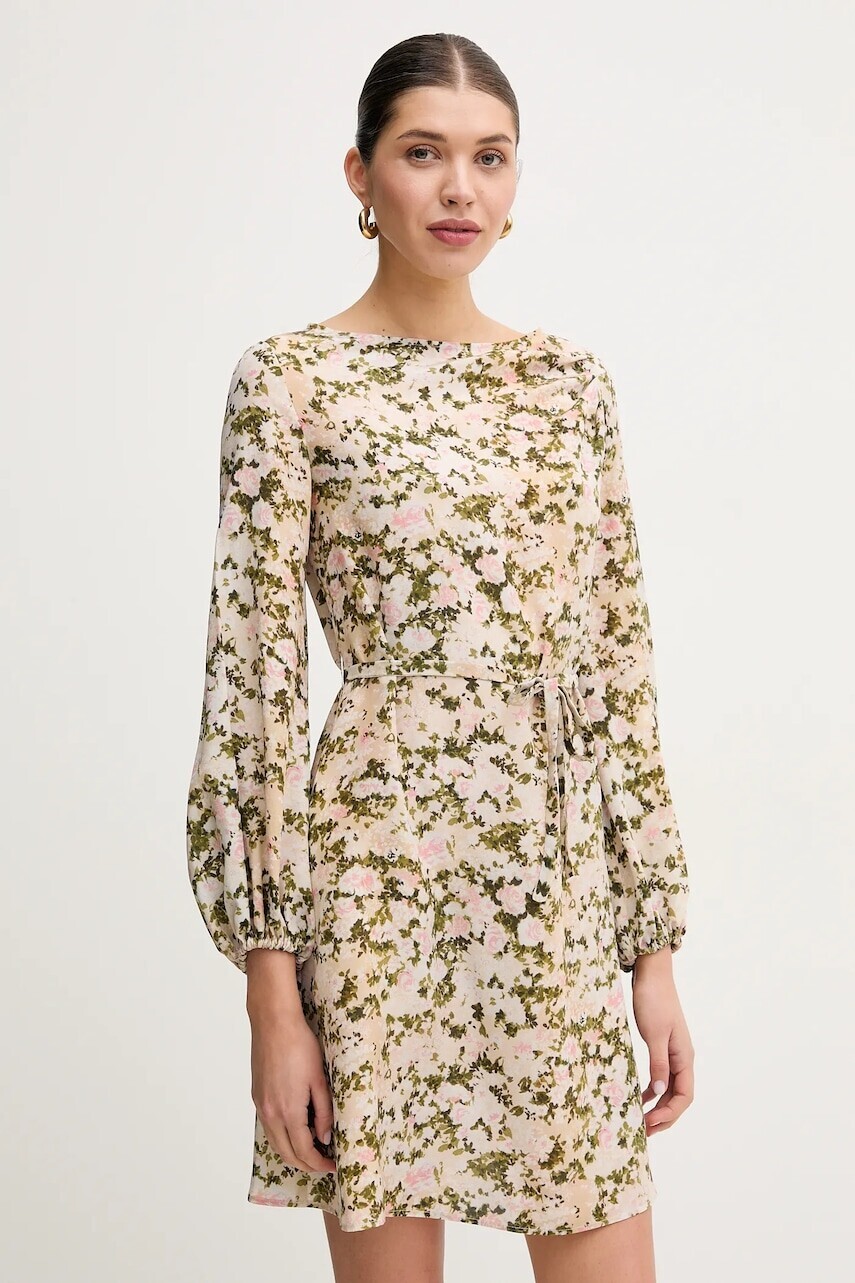 Hodvábne šaty Weekend Max Mara béžová farba, mini, áčkový strih, 2515221041600