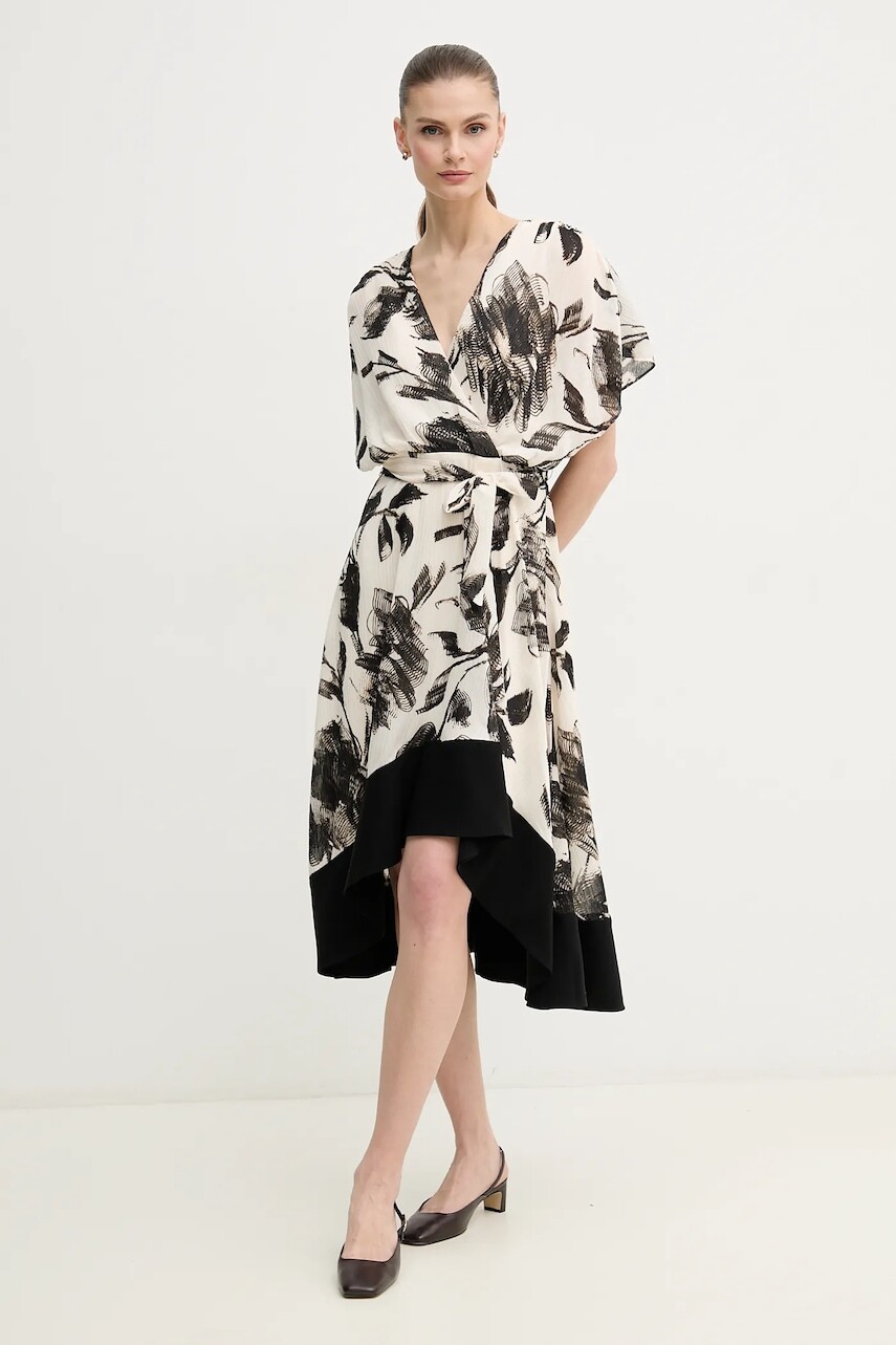Šaty Dkny béžová farba, mini, áčkový strih, DD4K6963