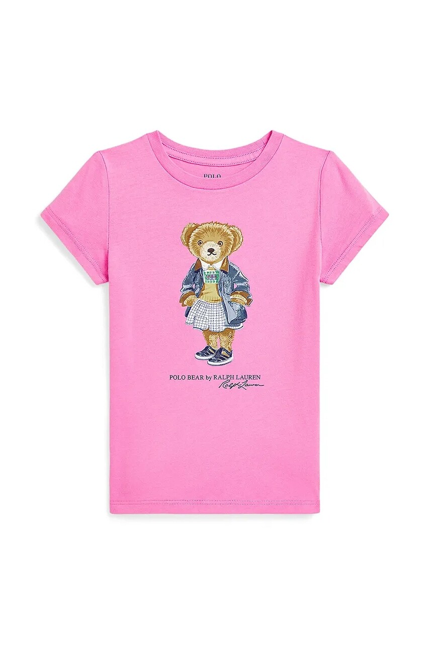 Detské bavlnené tričko Polo Ralph Lauren ružová farba, 312965154001