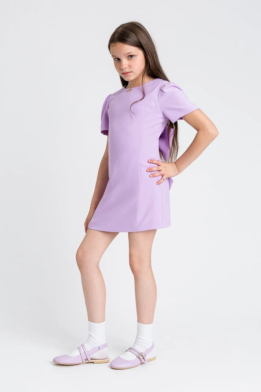 Dievčenské šaty Twinset fialová farba, mini, rovný strih, 251GJ2QN9