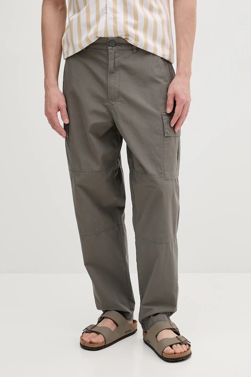 Bavlnené nohavice Barbour Relaxed Fit Cargo pánske, zelená farba, strih cargo, MTR0759