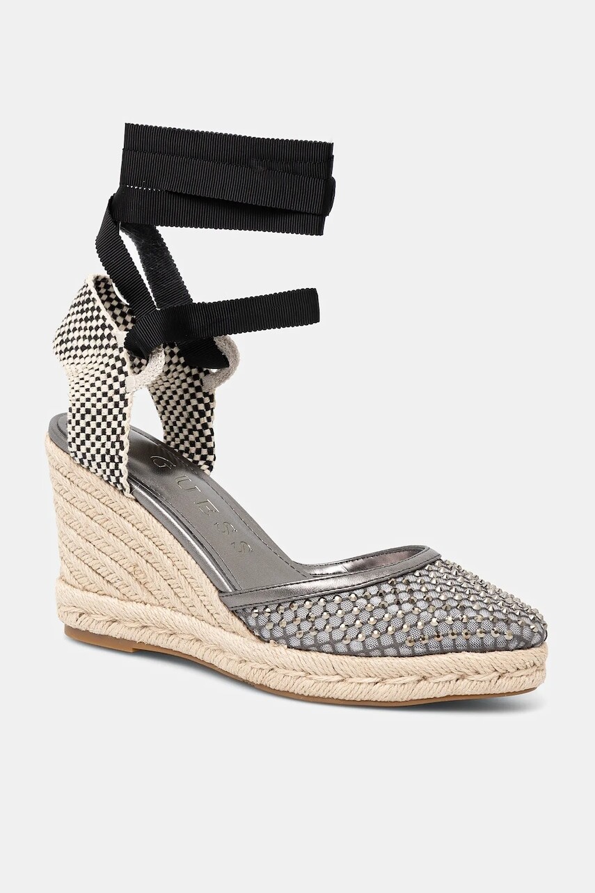 Espadrilky Guess CHARMI čierna farba, na kline, FLJCHA FAB04