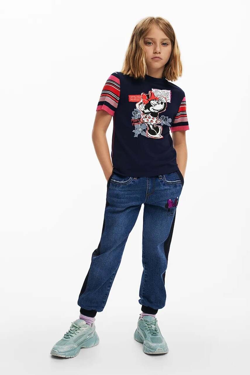 Detské bavlnené tričko Desigual x Disney tmavomodrá farba, 25SGTK20