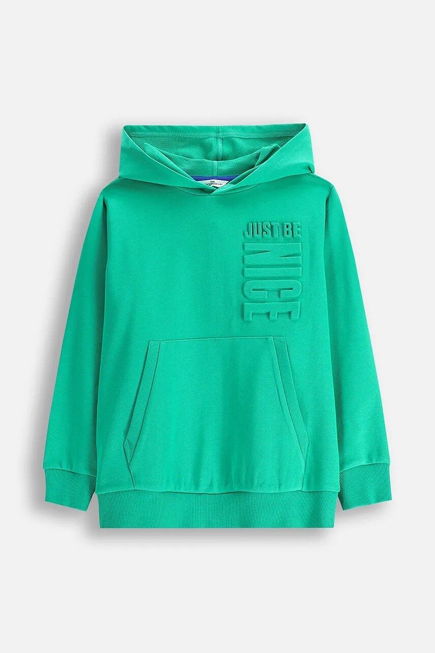 Detská mikina Coccodrillo zelená farba, s kapucňou, EVERYDAY BOY