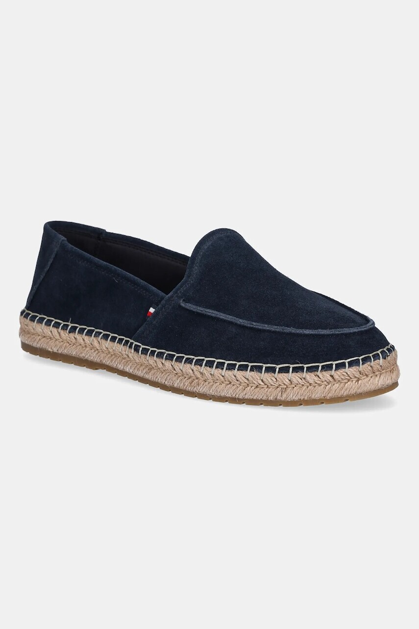 Semišové espadrilky Tommy Hilfiger HILFIGER FLEX ESPA SUEDE LOAFER tmavomodrá farba, FM0FM05392