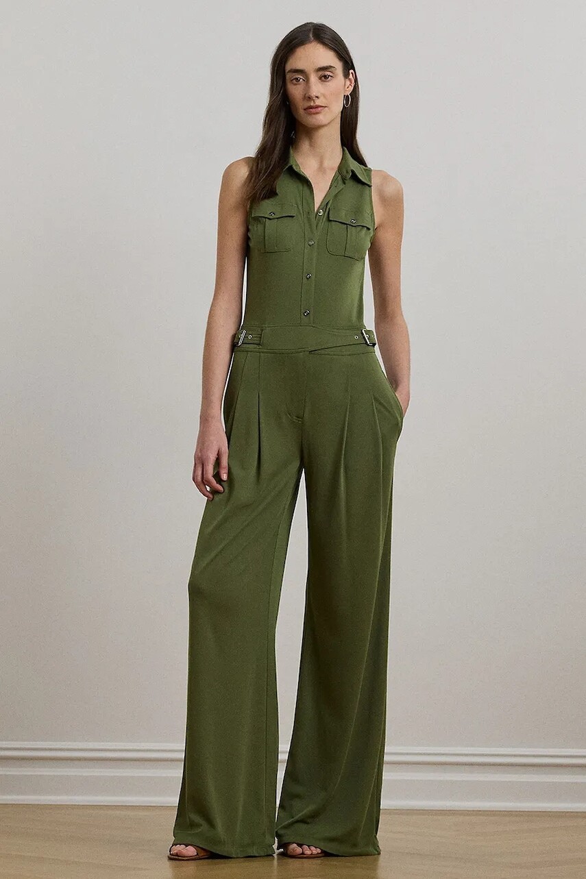 Overal Lauren Ralph Lauren zelená farba, s golierom, 200963892