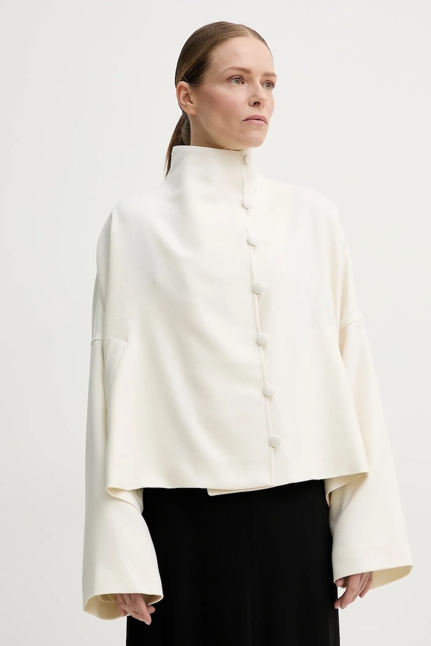 Vlnená bunda Remain béžová farba, prechodná, oversize, 502594857