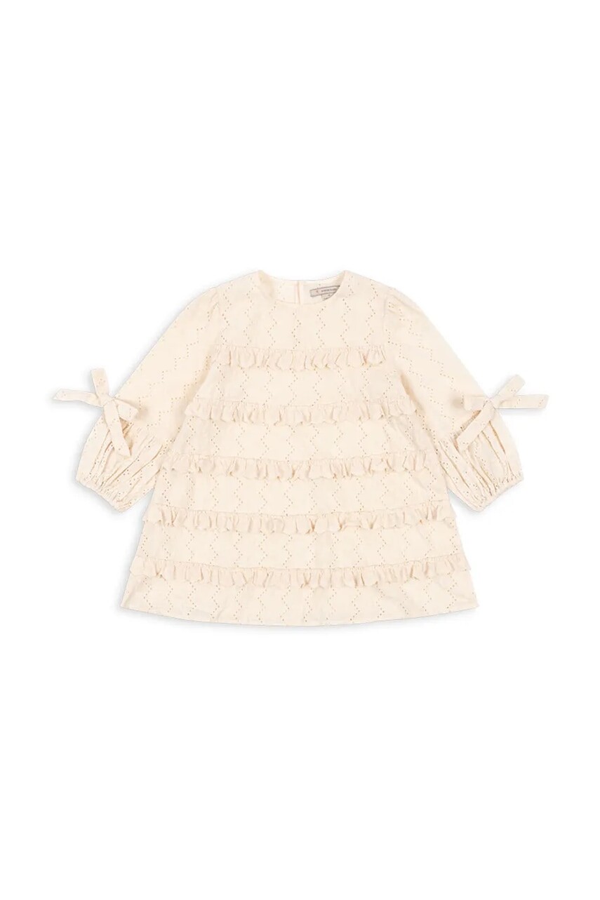 Dievčenské bavlnené šaty Konges Sløjd FRILLA DRESS béžová farba, mini, áčkový strih, KS102232