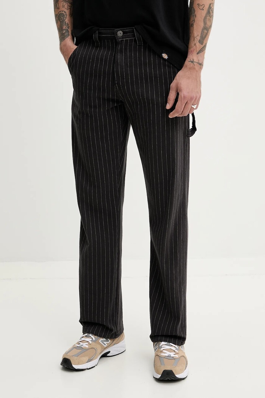 Bavlnené nohavice Dickies pánske, čierna farba, rovné, DK0A4Z6QBLK1