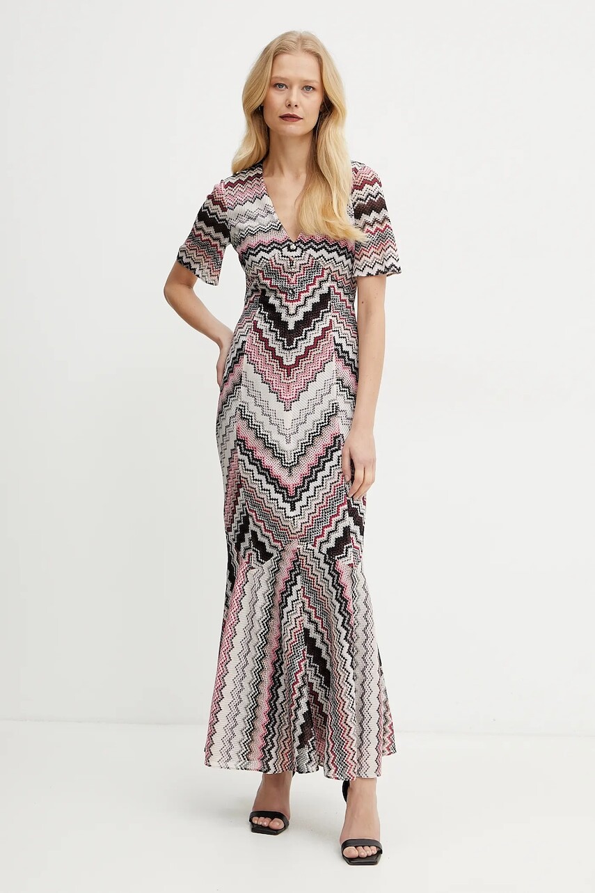 Šaty Missoni béžová farba, maxi, áčkový strih, DS25SG1J.BR00ZV