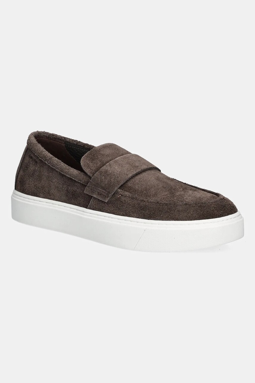 Semišové mokasíny Calvin Klein MOCCASIN SUE UNLINED pánske, hnedá farba, HM0HM01819