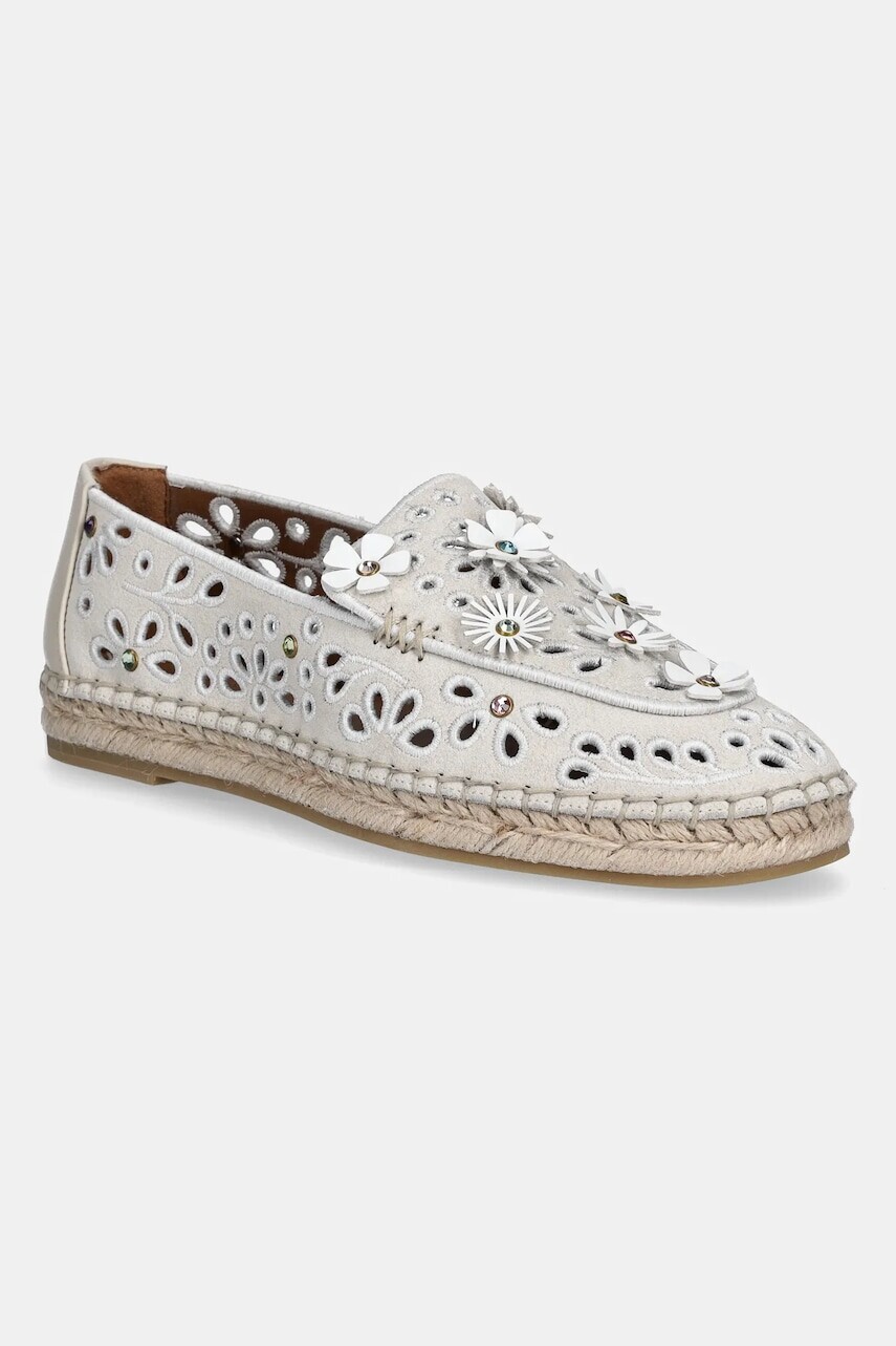 Semišové espadrilky Kurt Geiger London Flower Espadrille Loafer béžová farba, 4352744209