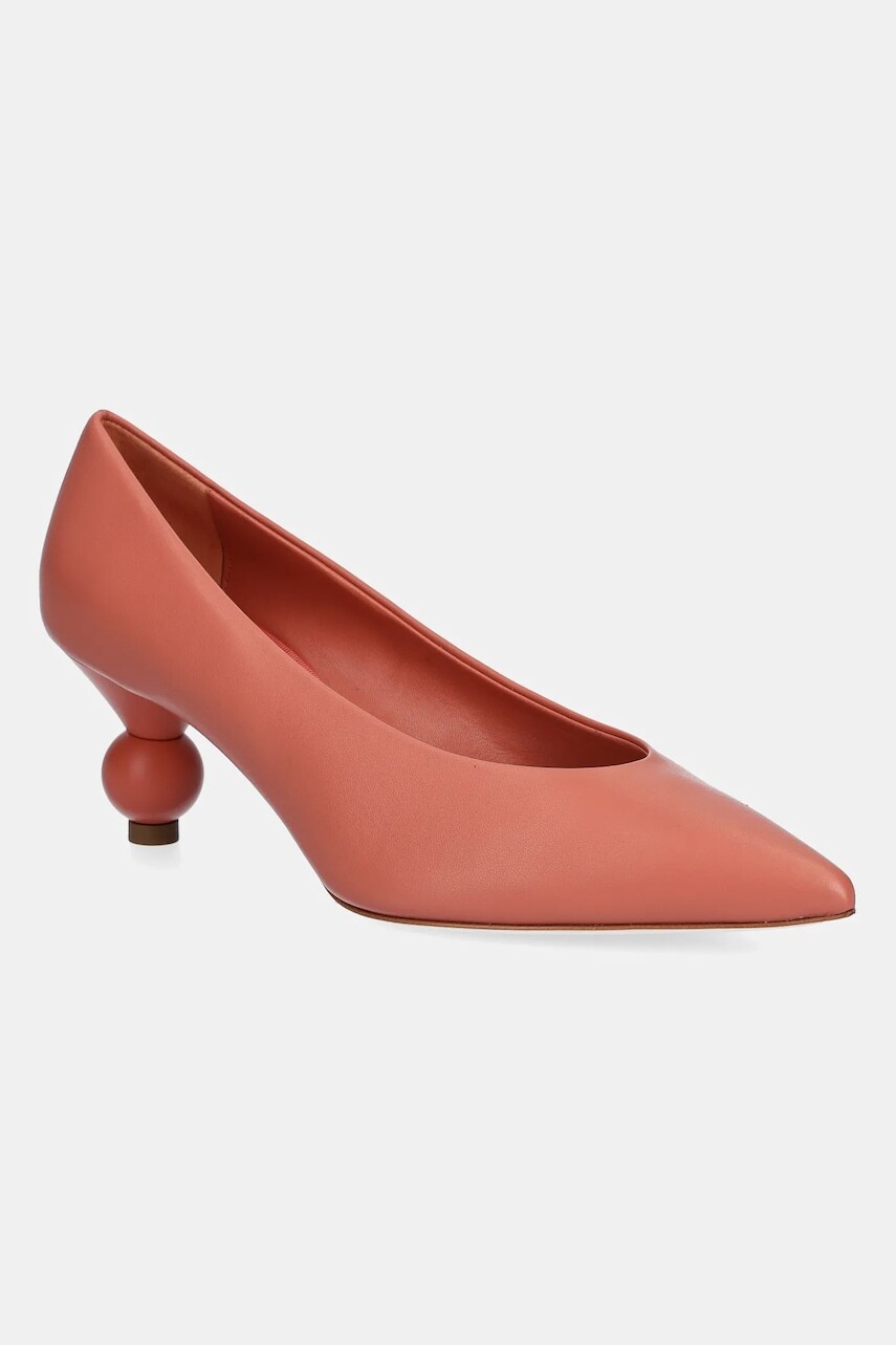Kožené lodičky Weekend Max Mara RENZA oranžová farba, na nízkom podpätku, 2515521054600