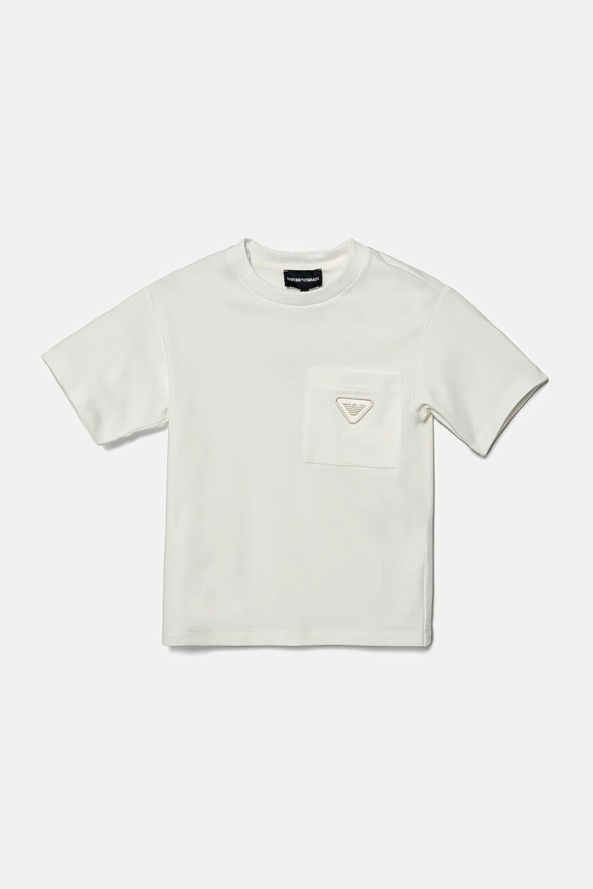 Detské tričko Emporio Armani biela farba, s nášivkou, EB000230 AF13450