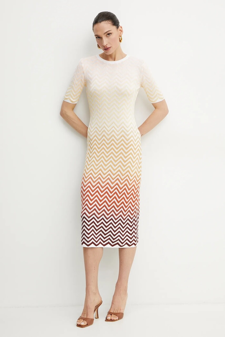 Šaty Missoni biela farba, midi, priliehavé, DS25SG0T.BK044V