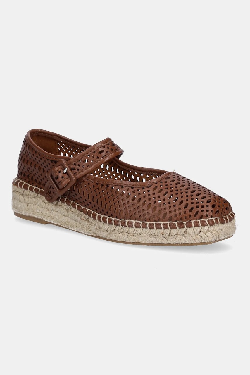 Kožené espadrilky Billi Bi hnedá farba, na platforme, A28600