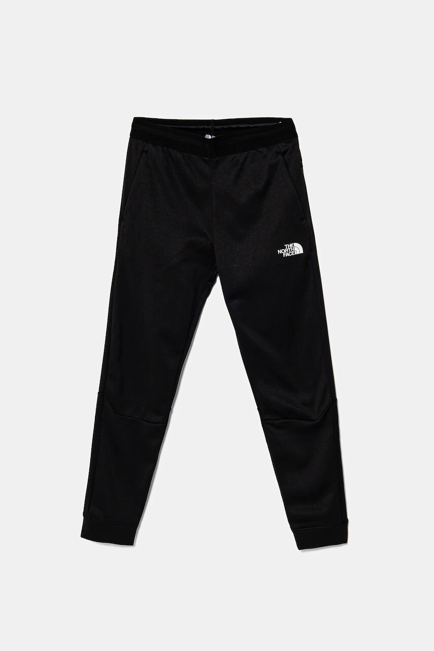 Detské tepláky The North Face MOUNTAIN ATHLETICS JOGGERS čierna farba, s potlačou, NF0A89HWKY41