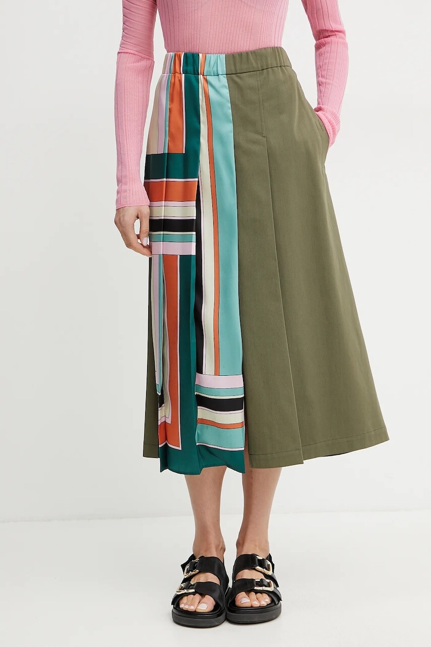 Sukňa Weekend Max Mara zelená farba, midi, áčkový strih, 2515101031600