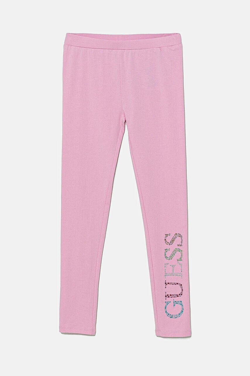 Detské legíny Guess ružová farba, s nášivkou, J4GB10 J1314