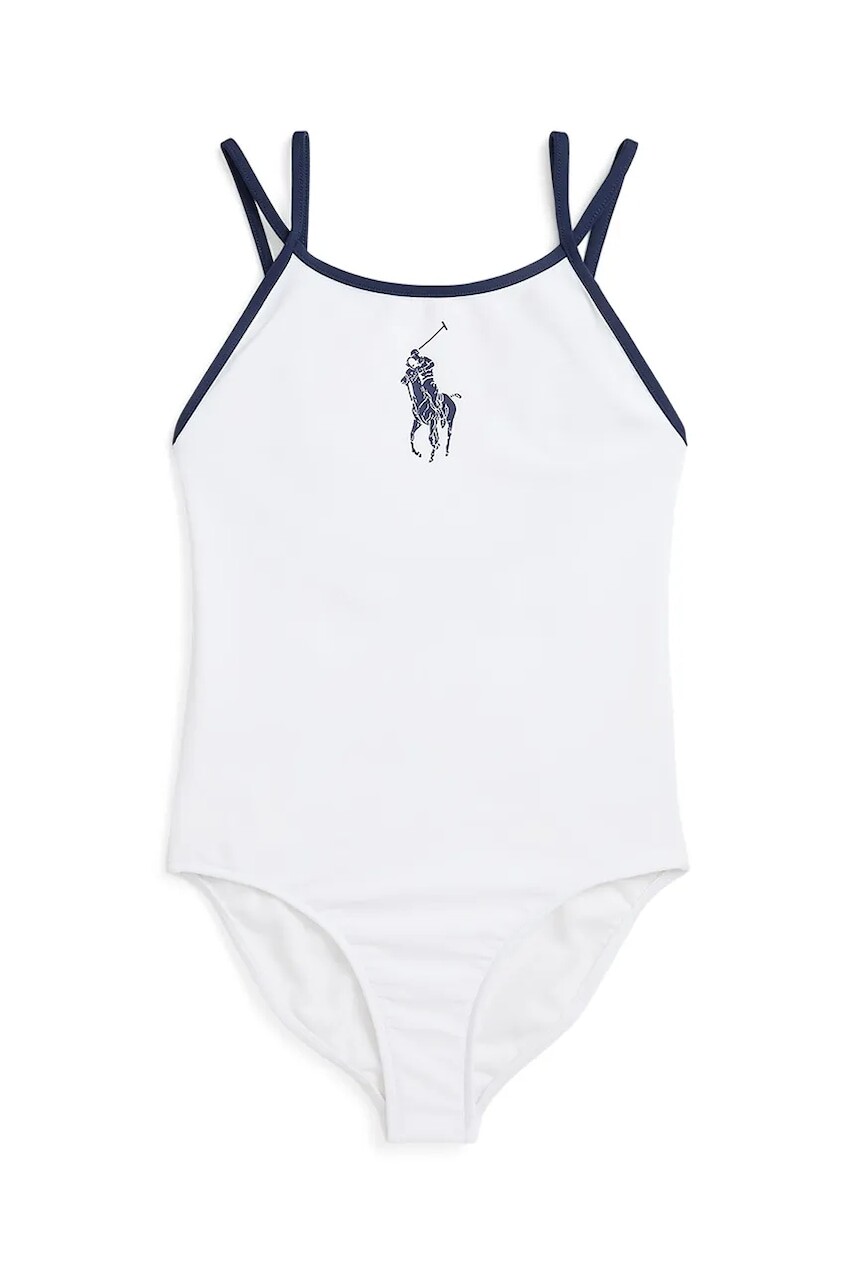 Jednodielne detské plavky Polo Ralph Lauren biela farba, 313964876001