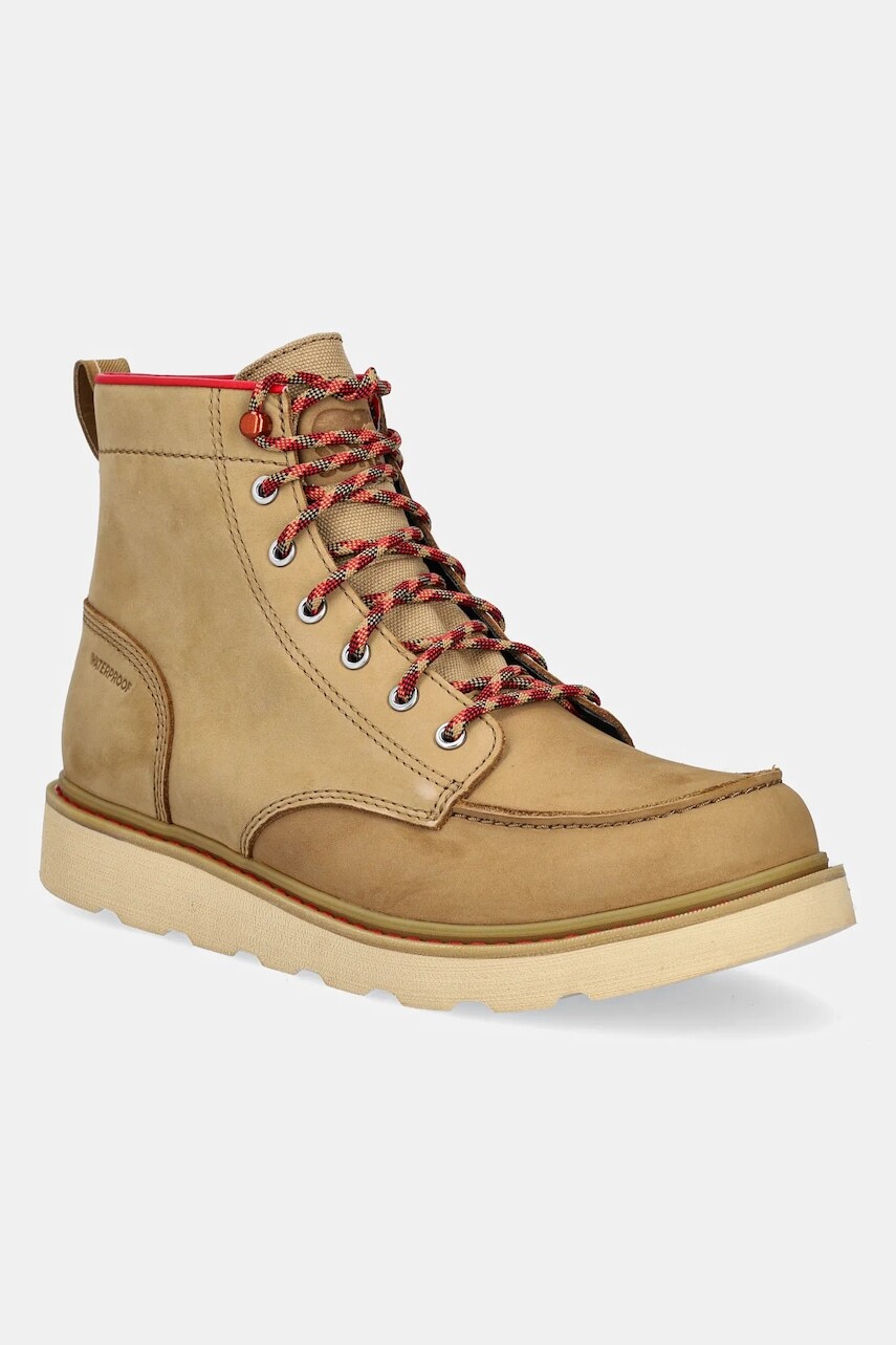 Nubukové topánky Sorel SLABTOWN 62 MOC TOE WP G pánske, béžová farba, 2125981263