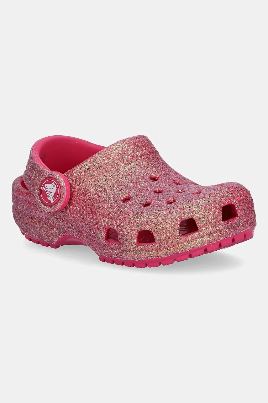 Šľapky Crocs CLASSIC IRIDESCENT GLITTER CLOG KIDS ružová farba, 210985