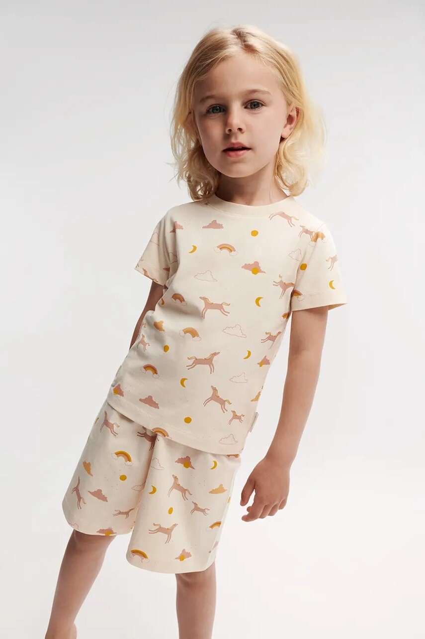 Detské pyžamo Liewood Ilford Printed Pyjamas Set béžová farba, vzorované, LW19855