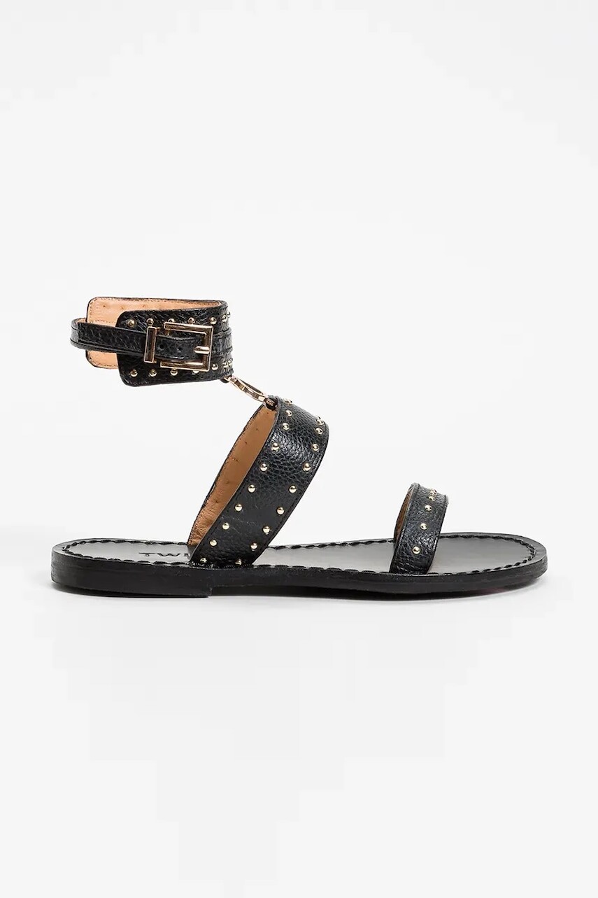 Detské kožené sandále Twinset čierna farba, 251GCJ04C