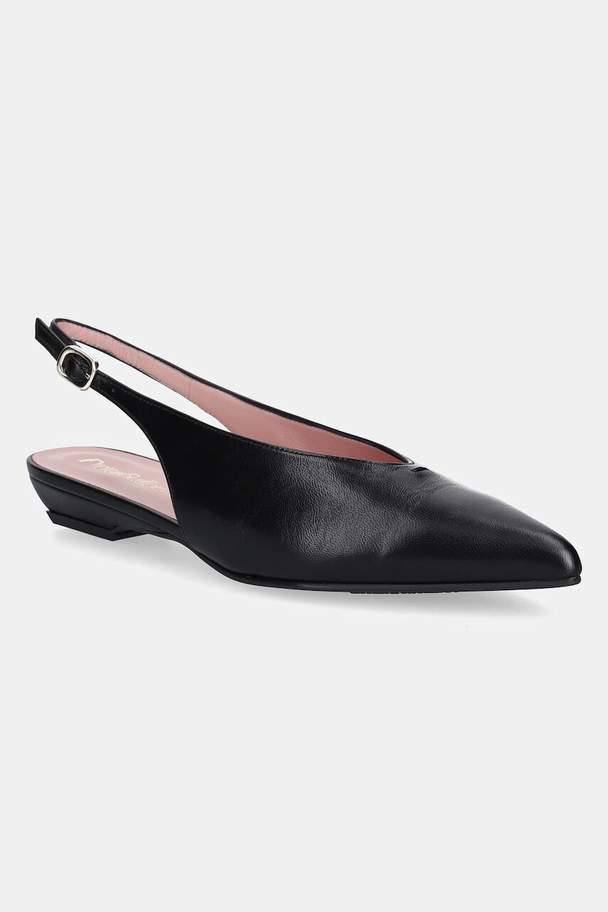 Kožené balerínky Pretty Ballerinas Kamala čierna farba, s otvorenou pätou, 52178_A