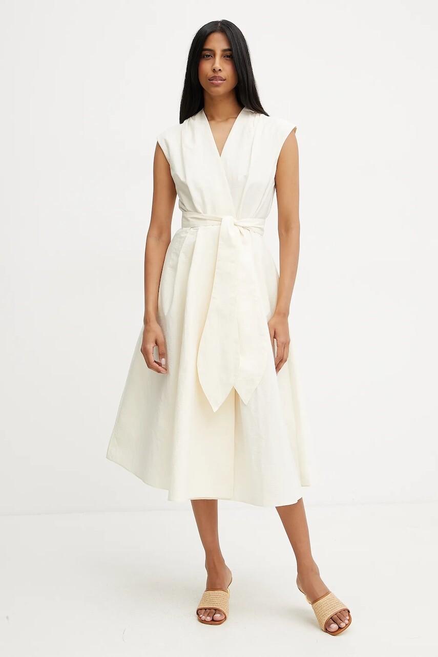 Šaty Marella OSSOLA béžová farba, midi, áčkový strih, 2513221172200