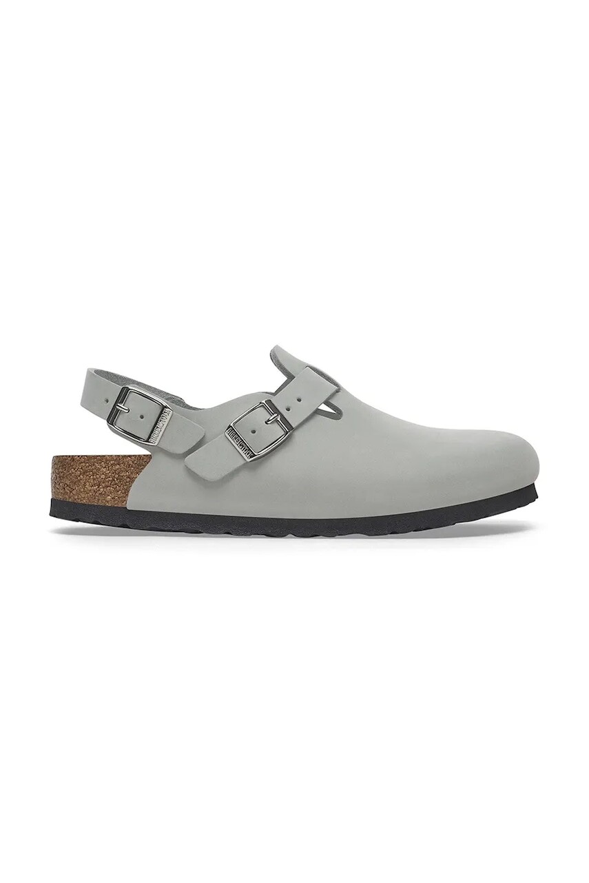 Nubukové šľapky Birkenstock Tokio dámske, šedá farba, 1029429