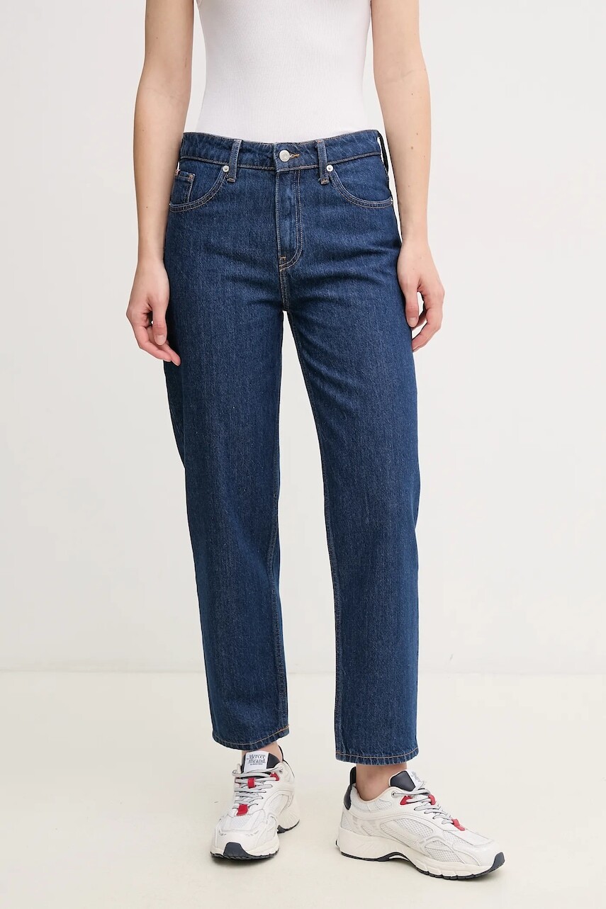Bavlnené rifle Tommy Hilfiger dámske, stredne vysoký pás, WW0WW45417