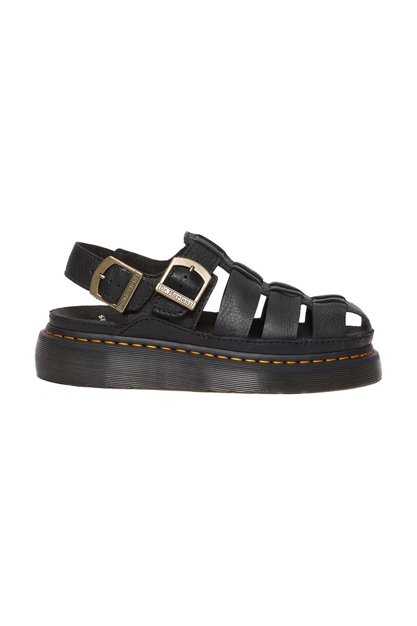 Kožené sandále Dr. Martens Wrenlie dámske, čierna farba, na platforme, DM31524001