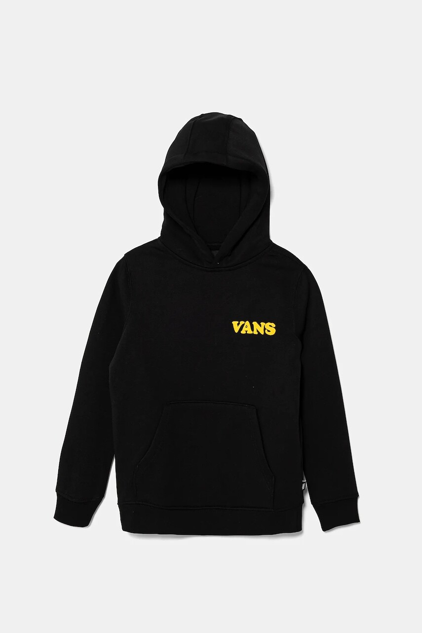 Detská mikina Vans HASTA LA SHAKA čierna farba, s kapucňou, s potlačou, VN000NWTBLK1