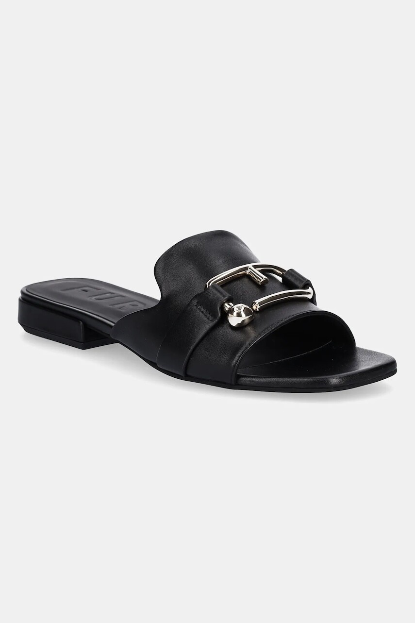 Kožené šľapky Furla Nuvola Mule dámske, čierna farba, YJ36FNU X30000 O6000