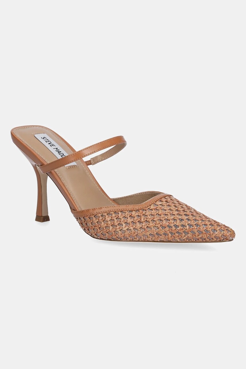 Šľapky Steve Madden Brinley dámske, hnedá farba, na vysokom podpätku, SM11003704