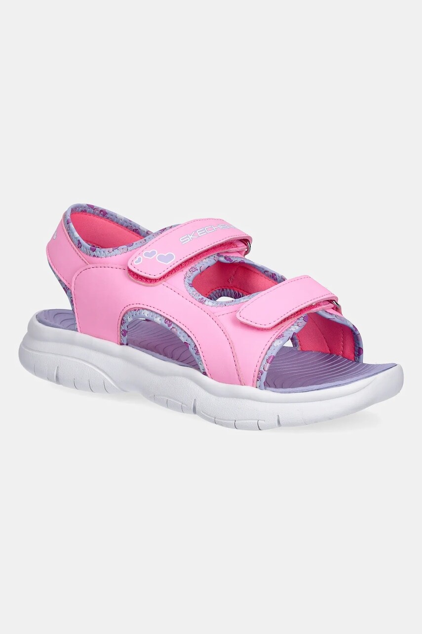Detské sandále Skechers FLEX SPLASH - HEART GALORE ružová farba, 303049L