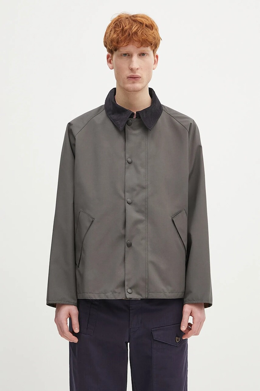 Obojstranná bunda Barbour Barbour OS Reversible Transporter Casual šedá farba, prechodná, MCA0963