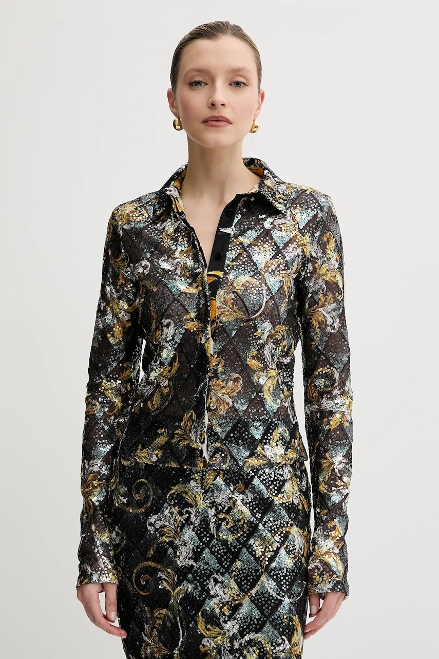 Košeľa Versace Jeans Couture čierna farba, slim, s klasickým golierom, 78HAL2B3 JS443