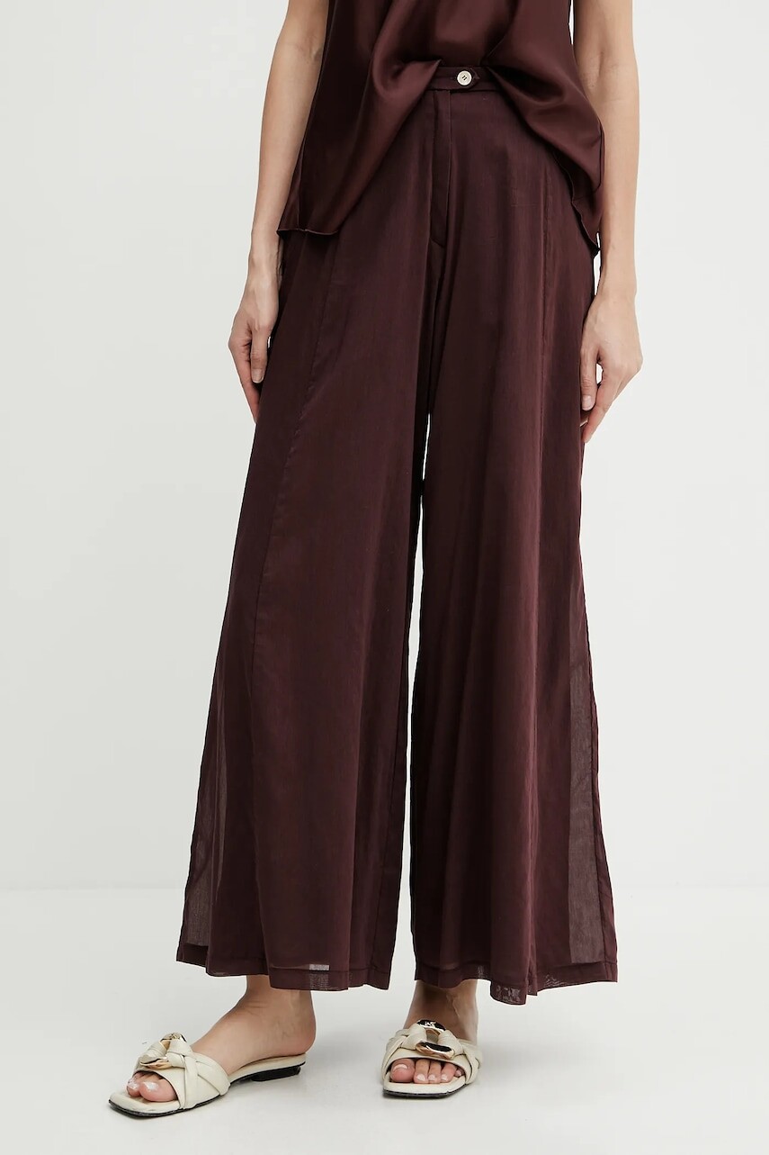 Vlnené nohavice Forte Forte bordová farba, strih culottes, vysoký pás, 13897 my pants