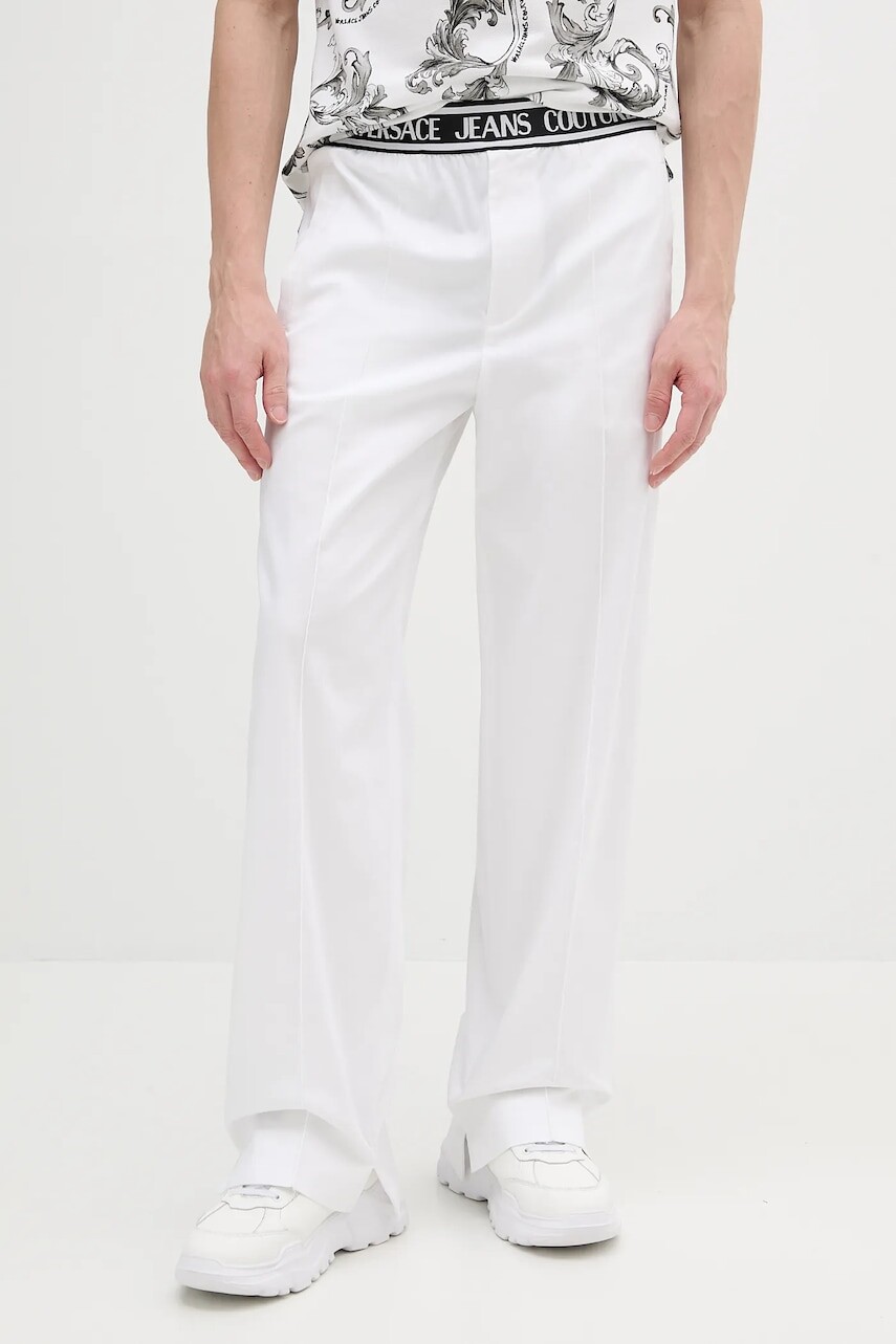Nohavice Versace Jeans Couture biela farba, rovný strih, 78GAA113 N0311